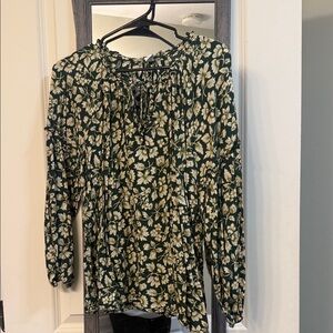 Old Navy Dark Green Floral Blouse